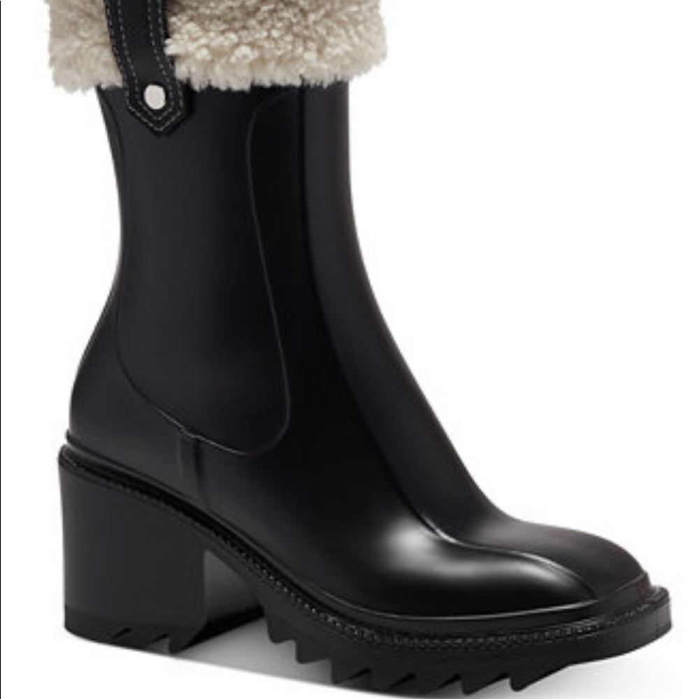 Betty rain boots from Macy’s with fur trim